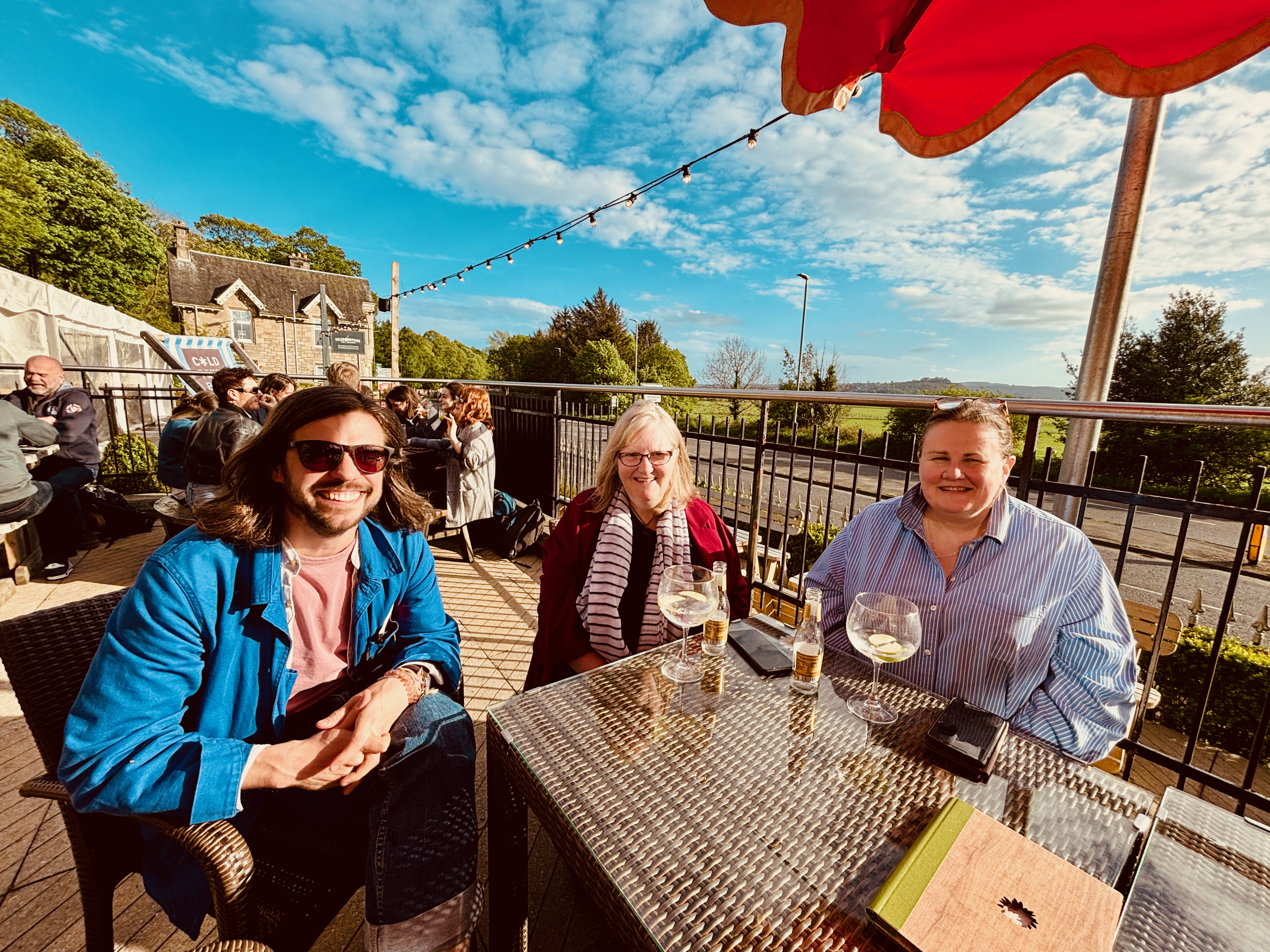 Scottish Lit academics and PG delegates relaxing in the sun